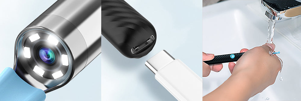 SUNUO X6 Limpiador de Oídos Inteligente con Cámara Visual, Remoción de Cera, Cámara de 500w Pixeles, Punta de Oído de Silicona, Giroscopio de 6 Ejes, Resistente al Agua IP67, Conexión WiFi - Negro