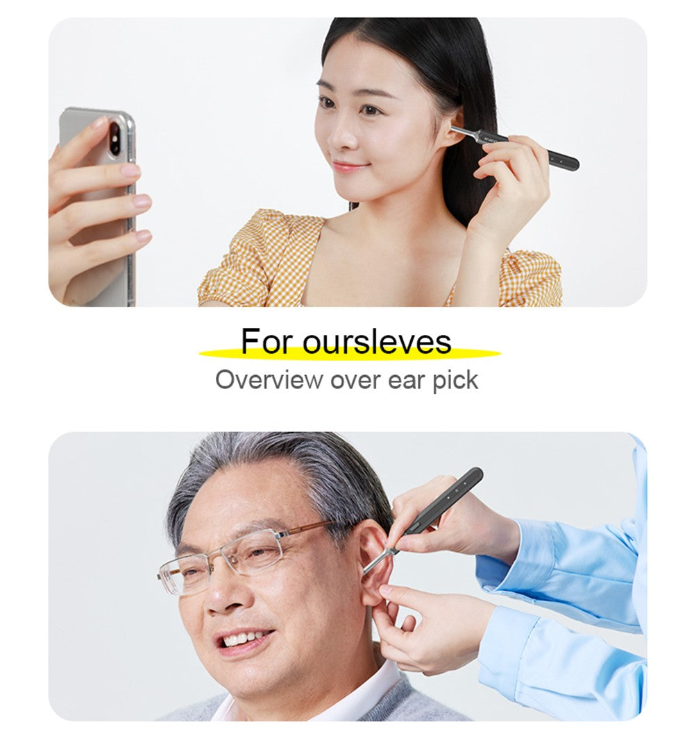 SUNUO X8 Limpiador de Oídos Inteligente con Cámara Visual, Extractor de Acné, Cámara HD de 5MP, Giroscopio de 6 Ejes, Puntas de Silicona para los Oídos, Conexión WiFi