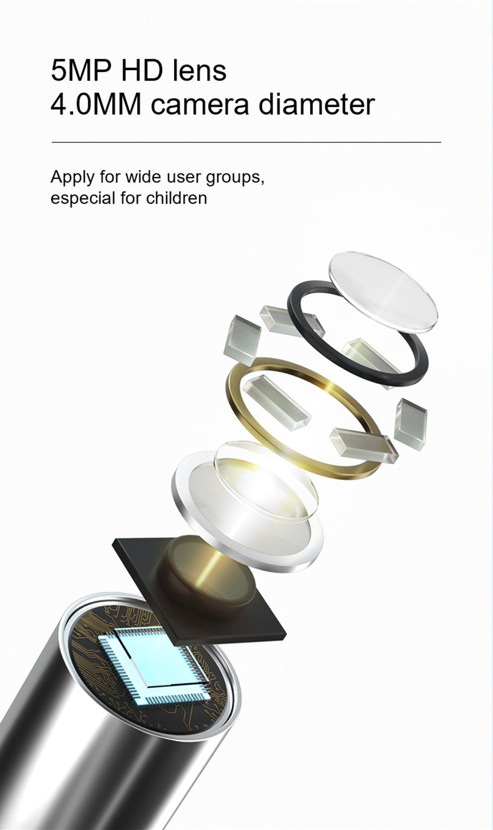 SUNUO X8 Limpiador de Oídos Inteligente con Cámara Visual, Extractor de Acné, Cámara HD de 5MP, Giroscopio de 6 Ejes, Puntas de Silicona para los Oídos, Conexión WiFi