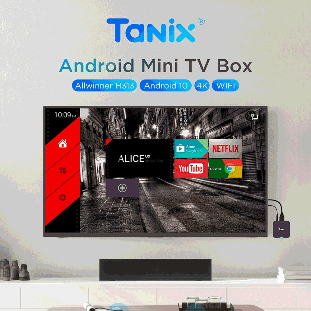 TANIX TX1 Mini TV Box, Android 10, Allwinner H313, Built-in WiFi, 1GB RAM 8GB ROM, Support 4K Decoding, 1*AV 1*HDMI 1*USB 2.0