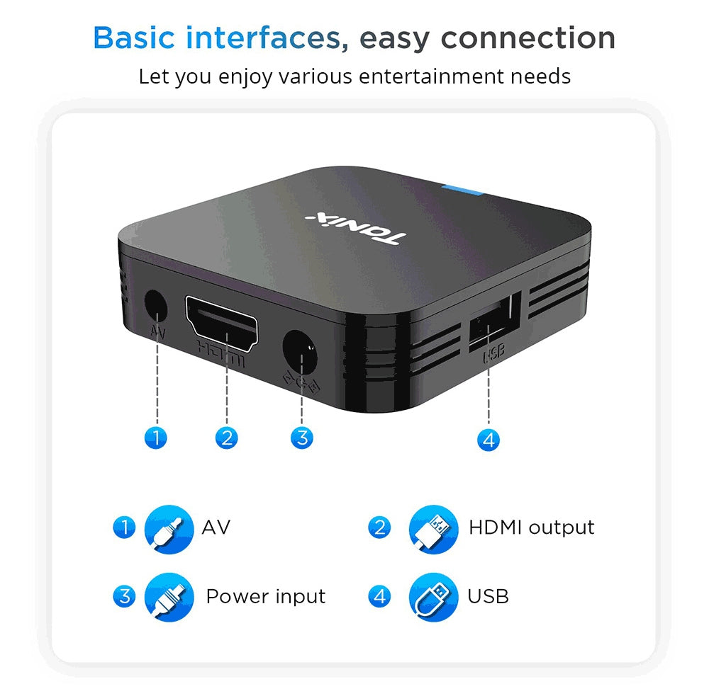 TANIX TX1 Mini TV Box, Android 10, Allwinner H313, Built-in WiFi, 1GB RAM 8GB ROM, Support 4K Decoding, 1*AV 1*HDMI 1*USB 2.0