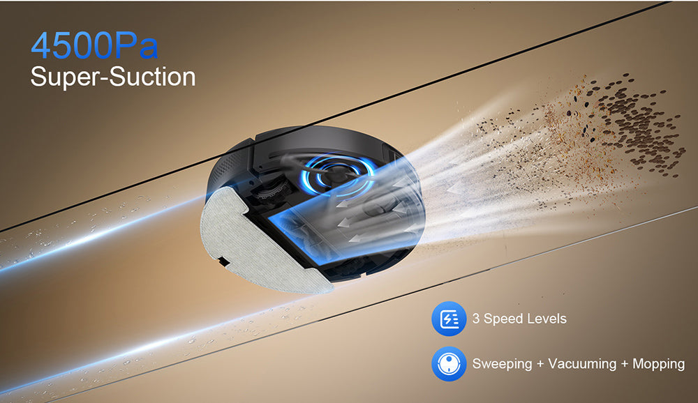 Teendow D10S MAX Robot Aspirador y Fregona 2 en 1 con Estación de Vaciado Automático, Potente Succión de 4500Pa, Mapeo Inteligente