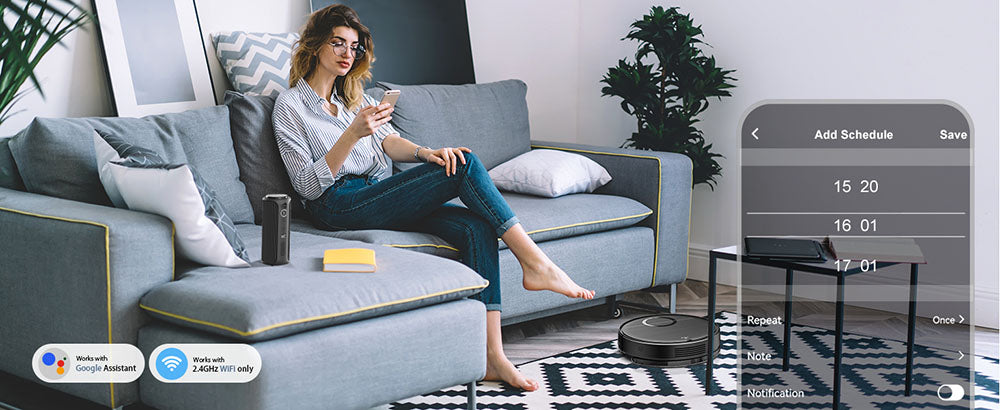 Teendow T7S Robot Vacuum Cleaner and Mop, 2000Pa Powerful Suction, 230ml Water Tank, Smart App & Voice Control, 100min Runtime, Self-Charging, 4 Cleaning Modes, Obstacle Avoidance, Ideal for Pet Owners