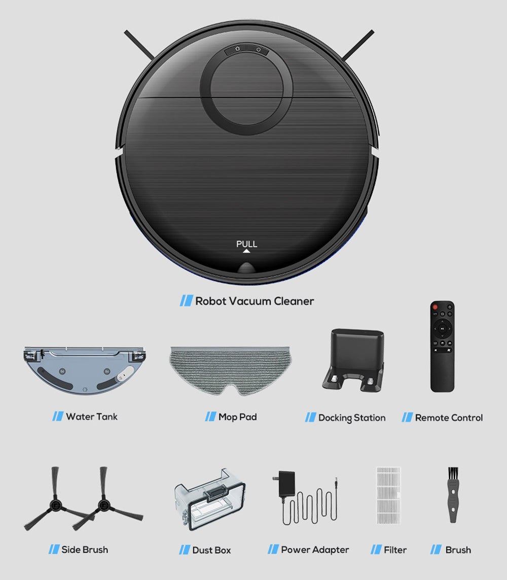 Teendow T7S Robot Vacuum Cleaner and Mop, 2000Pa Powerful Suction, 230ml Water Tank, Smart App & Voice Control, 100min Runtime, Self-Charging, 4 Cleaning Modes, Obstacle Avoidance, Ideal for Pet Owners