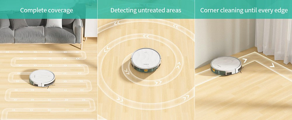 Robot Aspirador Tesvor M2 con Función de Mopa, Succión de 6000Pa, Navegación Giroscópica, Depósito de Polvo de 600ml, Autonomía de 150 Minutos, Área Máxima de Aspiración de 120m², Control por App / Control Remoto - Blanco