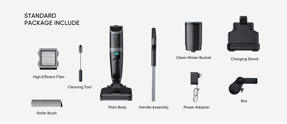 Aspiradora inalámbrica para limpieza en seco y húmedo Tesvor R5 Pro, succión de 13000 Pa, autolimpieza, tanque de agua de 900 ml, sensor inteligente de suciedad, autonomía máxima de 45 minutos, batería de 3800 mAh, control por voz, pantalla LED.