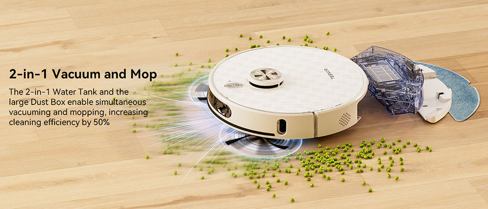 Robot aspirador Tesvor S8 Pro 2 en 1 con función de fregado, succión de 6000 Pa, navegación LiDAR, 240 minutos de autonomía, control por APP/Alexa.