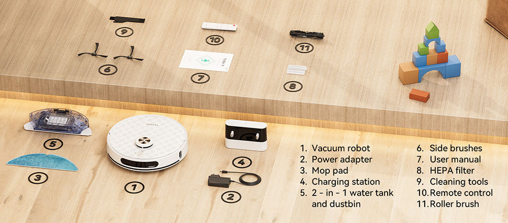 Robot aspirador Tesvor S8 Pro 2 en 1 con función de fregado, succión de 6000 Pa, navegación LiDAR, 240 minutos de autonomía, control por APP/Alexa.