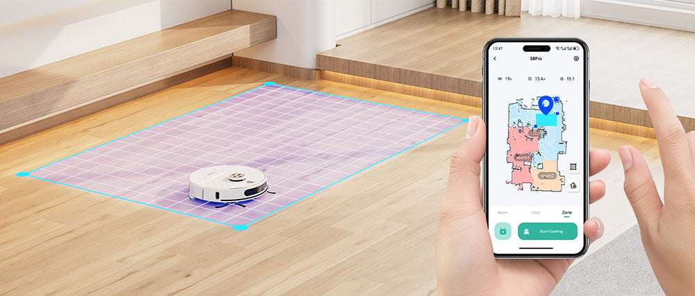 Robot aspirador Tesvor S8 Pro 2 en 1 con función de fregado, succión de 6000 Pa, navegación LiDAR, 240 minutos de autonomía, control por APP/Alexa.