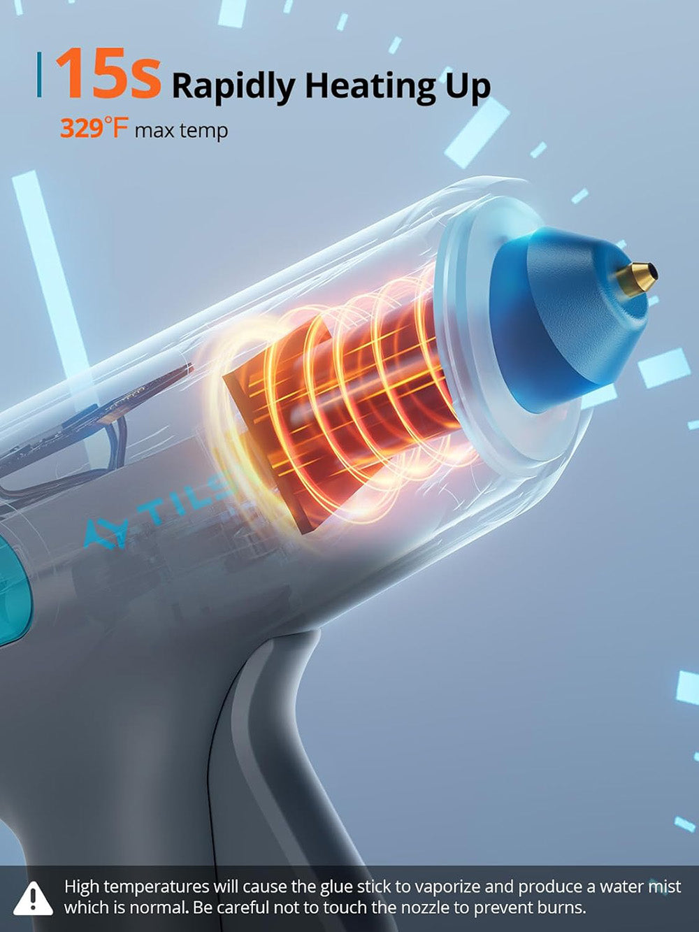 Tilswall W104 4V Cordless Hot Glue Gun, 15s Fast Preheating, 2200mAh USB-C Rechargeable, Smart Power-off