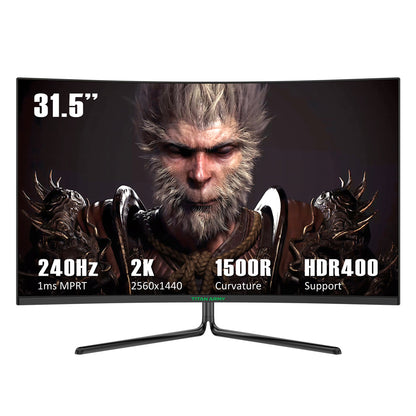 TITAN ARMY C32C1S 1500R Curved Gaming Monitor, 31.5-inch  2560*1440 HVA Fast Panel, 240Hz Refresh Rate, 1ms GTG, Adaptive Sync, HDR400, 99% sRGB, Game Plus Mode, Support PIP &amp; PBP Display, Low Blue Light