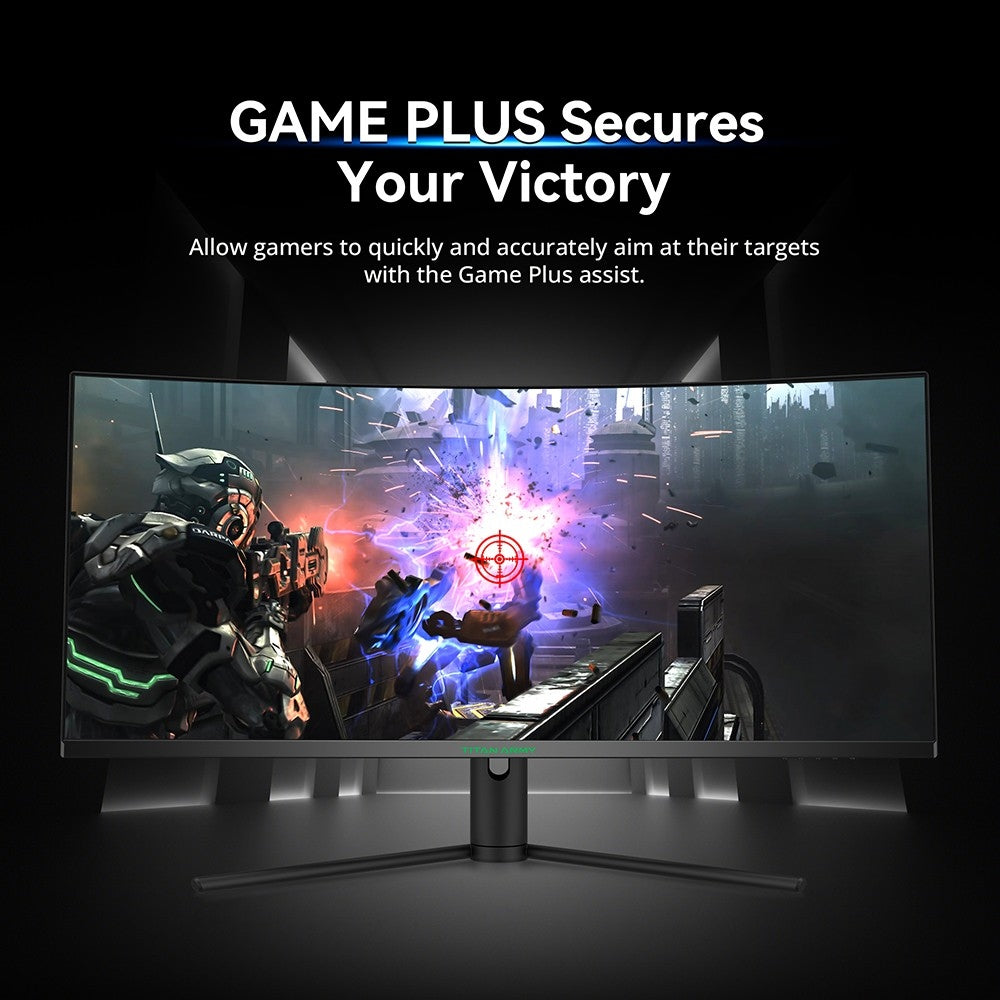TITAN ARMY C34CHR Gaming Monitor, 34-inch 1500R 3440x1440 WQHD Curved Screen, 165Hz Refresh Rate, 1ms MPRT, Adaptive Sync, 99% sRGB, Support PIP & PBP Display, E-sports Backlight, Tilt Adjustment Wall Mount, Low Blue Light