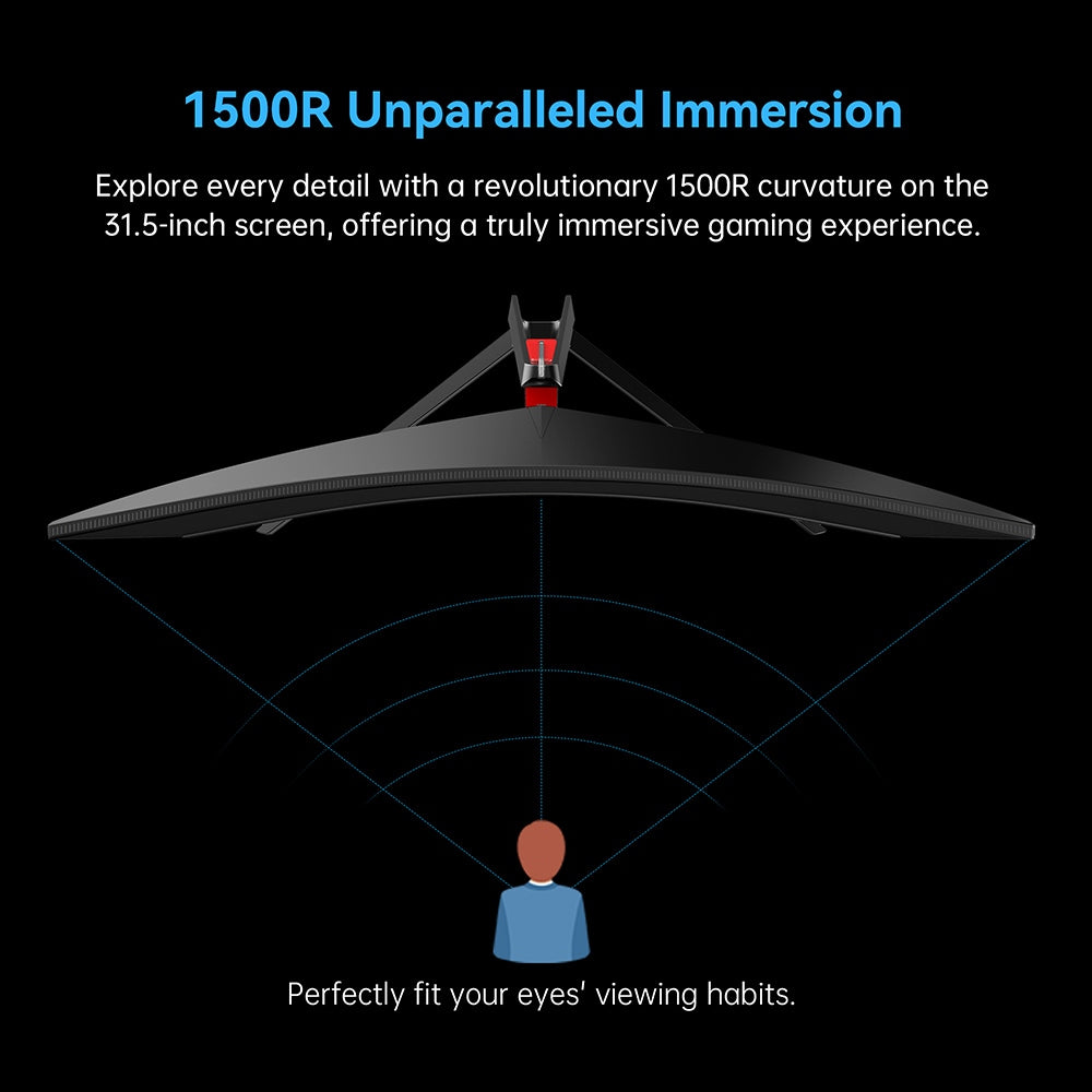 TITAN ARMY N32SQ PLUS Curved Gaming Monitor, 31.5-Inch 1500R 16:9 VA Panel, 144Hz Refresh Rate, 2560x1440 HD, 99% sRGB 1ms MPRT Response Time, Low-blue, Support FPS/RTS Gaming Mode, 2*HDMI 2.0 2*DP 1.4 1*Audio, Tilt Adjustment with Wall Mount