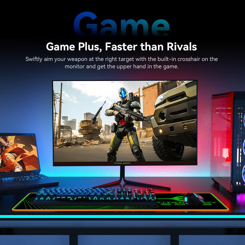 TITAN ARMY P25A2H Gaming Monitor, 25-inch 1920x1080 FHD Screen, 240Hz Refresh Rate, 1ms MPRT, Adaptive Sync, 178° Viewing Angle, 95% DCI-P3 Color Gamut, Support FPS/RTS Game Mode, PIP &amp; PBP Display, Low Blue Light, Wall Mount