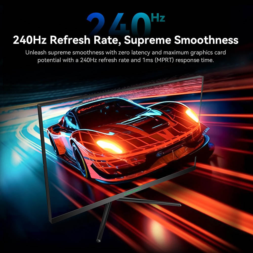 TITAN ARMY P25A2H Gaming Monitor, 25-inch 1920x1080 FHD Screen, 240Hz Refresh Rate, 1ms MPRT, Adaptive Sync, 178° Viewing Angle, 95% DCI-P3 Color Gamut, Support FPS/RTS Game Mode, PIP &amp; PBP Display, Low Blue Light, Wall Mount