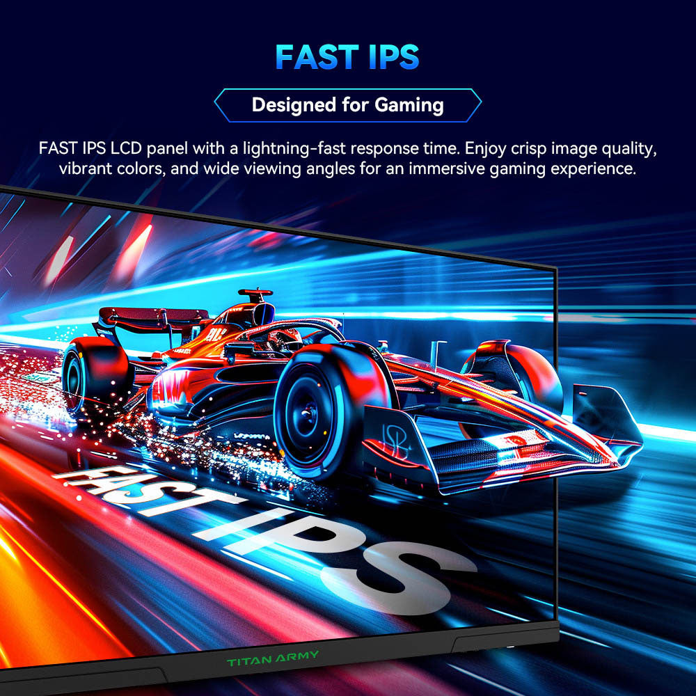 TITAN ARMY P27GR Gaming Monitor, 27-inch 2560*1440 16:9 Fast IPS Screen, 180Hz Refresh Rate, 1ms GTG, 99% sRGB, HDR10, Adaptive-Sync, Gaming Mode, Dynamic OD, PBP &amp; PIP Display, Low Blue Light, Adjustable Tilt, VESA Wall Mounting