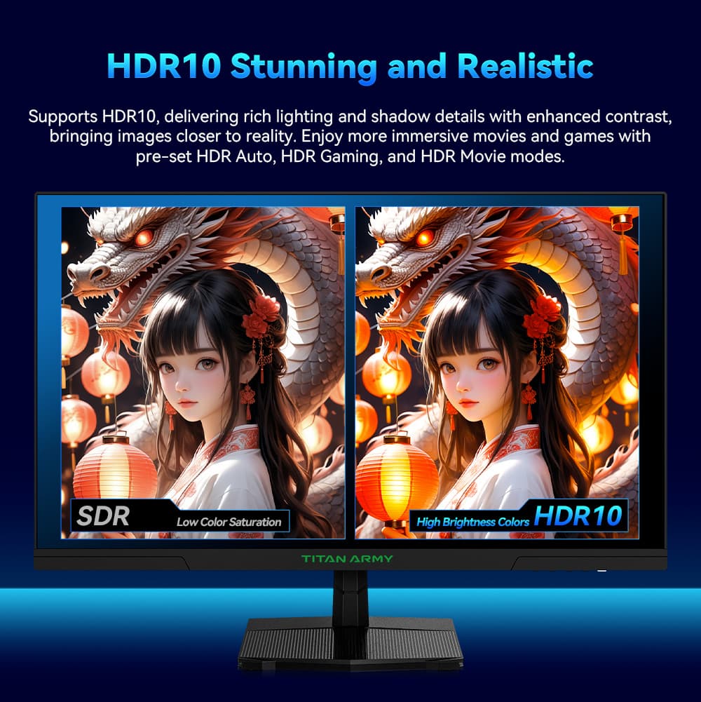 Monitor para juegos TITAN ARMY P27GR, pantalla IPS rápida de 27 pulgadas 2560*1440, frecuencia de actualización de 180 Hz, 1 ms GTG, 99 % sRGB, HDR10, Adaptive-Sync, modo de juego, OD dinámico, pantalla PBP y PIP, luz azul baja, inclinación ajustable, montaje en pared VESA.