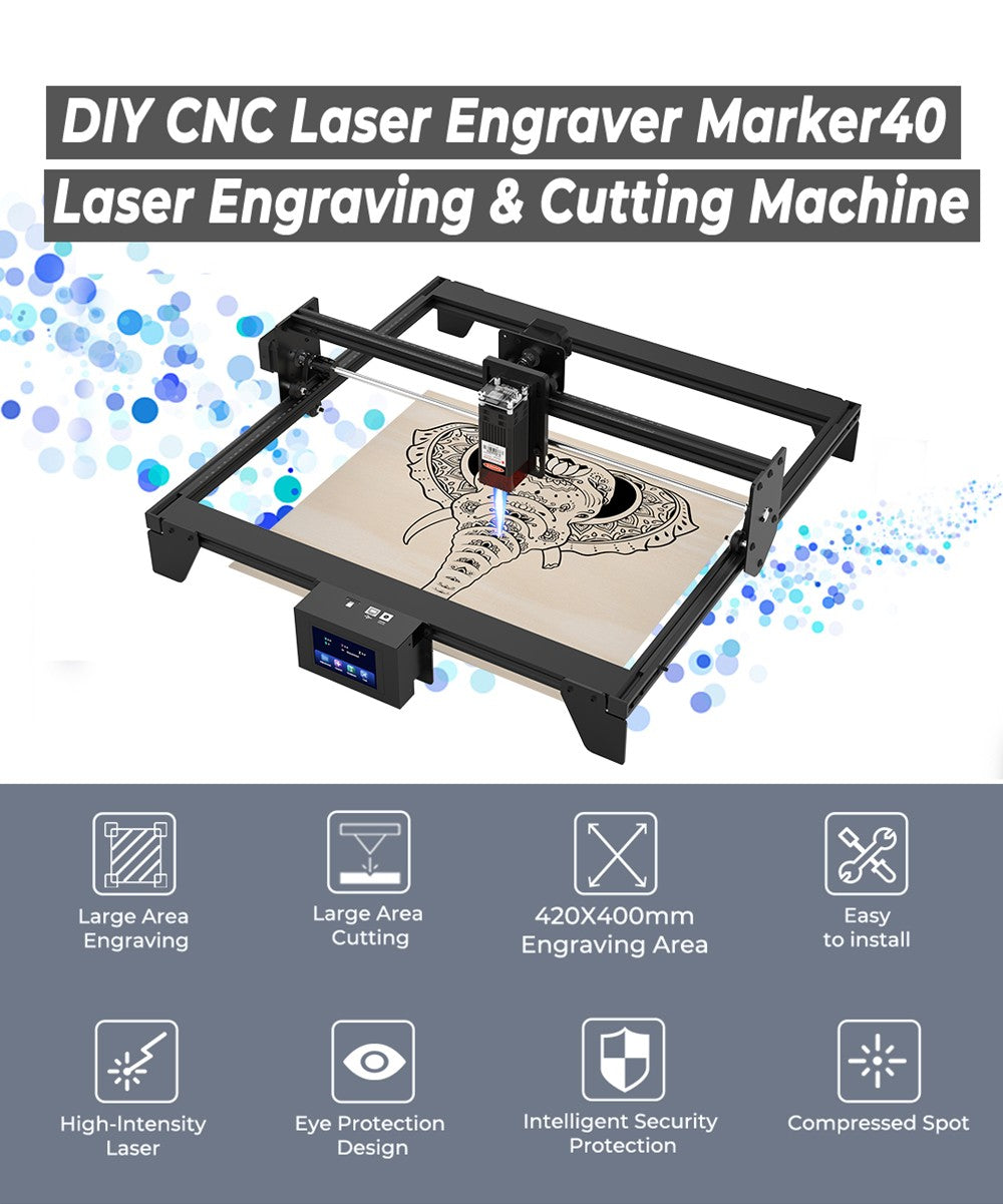 Tronxy Marker40 5.5W Grabador Láser DIY, Máquina de Corte y Grabado Láser CNC con Área de Grabado 420x400mm