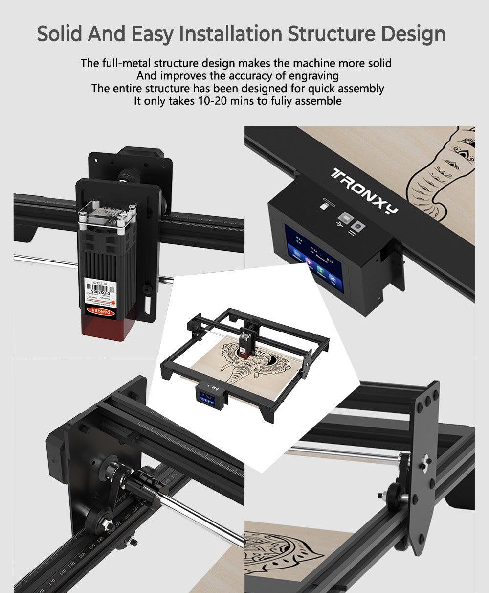 Tronxy Marker40 5.5W Grabador Láser DIY, Máquina de Corte y Grabado Láser CNC con Área de Grabado 420x400mm