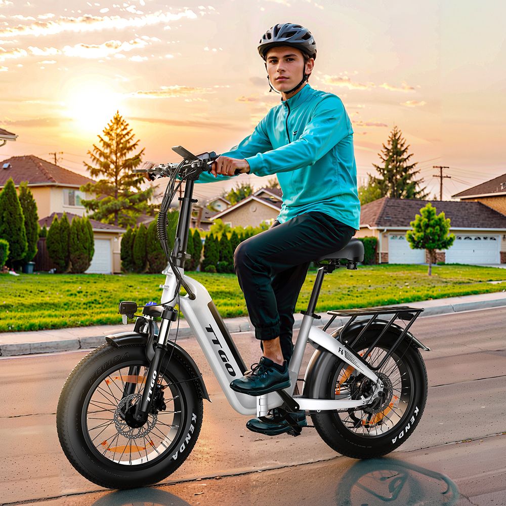 Bicicleta Eléctrica TTGO F6, Motor de 250W, Batería de 36V 25Ah, Neumáticos de 20*4 pulgadas, Velocidad Máxima de 25 km/h, Autonomía Máxima de 100 km, Freno de Disco Hidráulico, Amortiguador Delantero, Sensor de Par, Shimano de 7 velocidades, Pantalla LCD - Blanca
