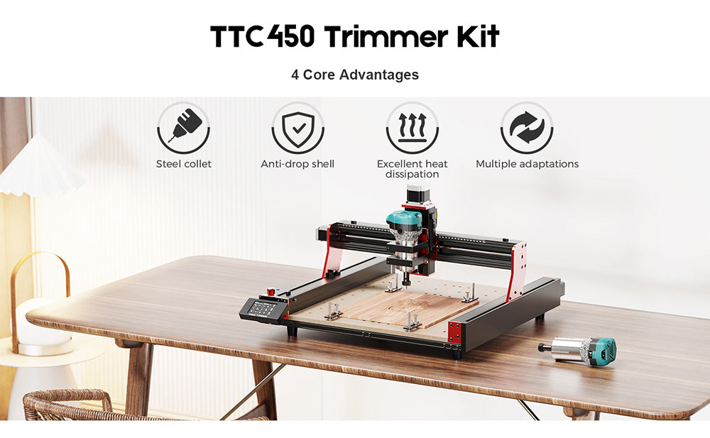 Fresadora/Canteadora de Madera TWO TREES 800W 30000RPM, Seis Velocidades, para la Serie TTC450