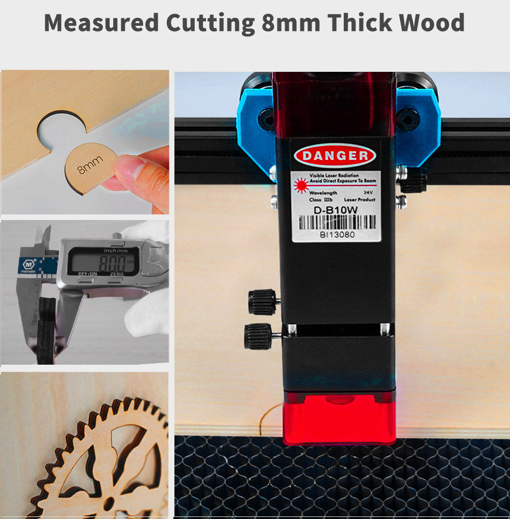 Grabador y cortador láser TWO TREES TTS-10 Pro de 10 W, velocidad de grabado de 30000 mm/min, 300x300 mm, conexión por APP, control remoto.