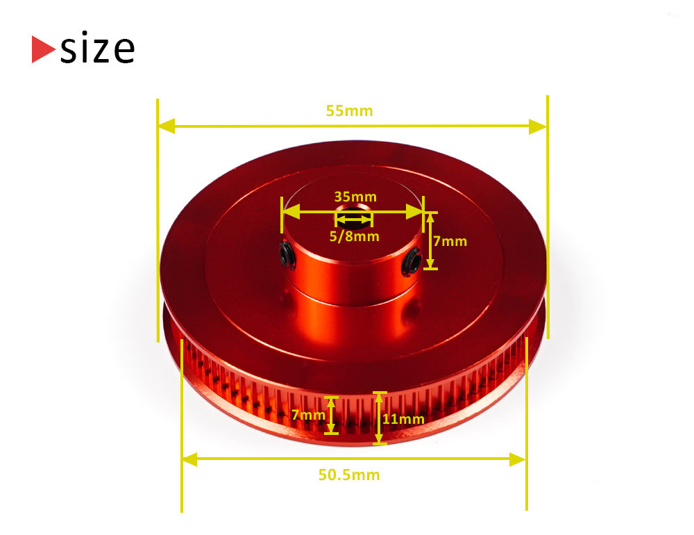 Piezas para impresora 3D TWO TREES VORON V2.4, polea de distribución GT2 de 80 dientes, diámetro de 5 mm, ancho de correa de 6 mm, rueda motriz de aleación de aluminio - Negra