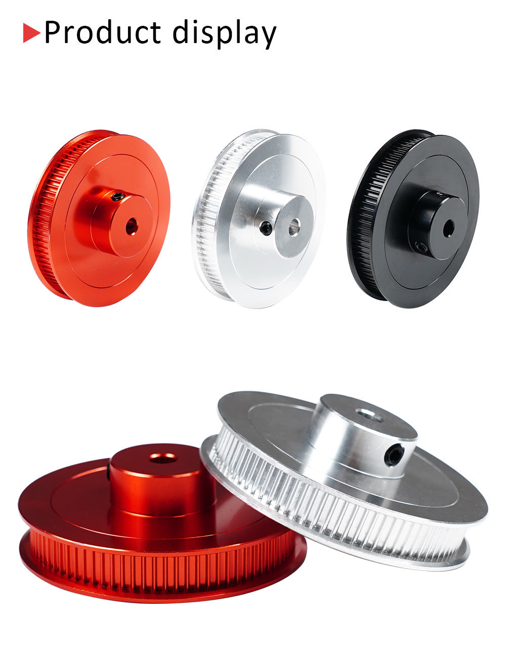 Piezas para impresora 3D TWO TREES VORON V2.4, polea de distribución GT2 de 80 dientes, diámetro de 5 mm, ancho de correa de 6 mm, rueda motriz de aleación de aluminio - Negra