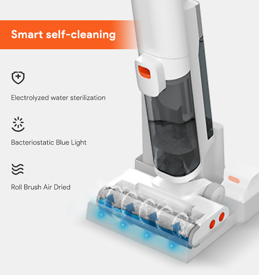 Aspiradora sin cable Ultenic AC1, para limpieza en seco y húmedo, succión de 15 KPa, tanques de agua de 2 L, limpieza de doble borde, 45 minutos de autonomía, pantalla LED inteligente, compatible con aplicación, asistente de voz - Enchufe UE