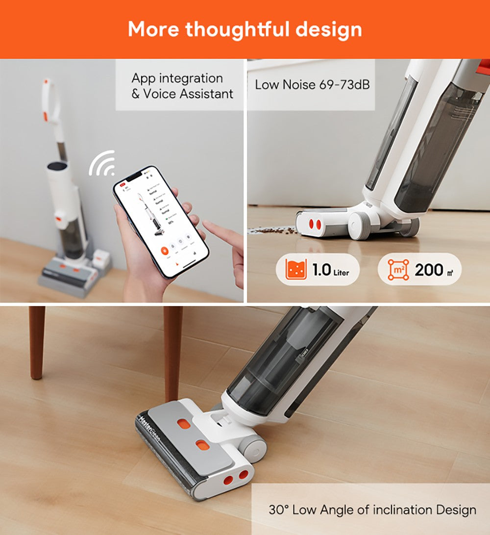 Aspiradora sin cable Ultenic AC1, para limpieza en seco y húmedo, succión de 15 KPa, tanques de agua de 2 L, limpieza de doble borde, 45 minutos de autonomía, pantalla LED inteligente, compatible con aplicación, asistente de voz - Enchufe UE