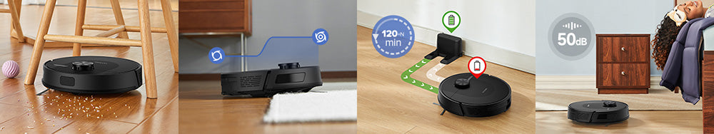 Robot aspirador Ultenic D10, mapeo rápido LiDAR de 15 minutos, succión de 4000 Pa, autonomía de 120 minutos, aumento automático de potencia en alfombras, zonas prohibidas, programación horaria, control remoto mediante Siri/Alexa/aplicación, para suelos de madera, baldosas, alfombras, etc.
