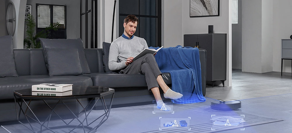 Robot aspirador Ultenic MC1 con estación de autovaciado, succión de 5000 Pa, mopa de doble rotación, secado por aire caliente, bolsa de polvo de 3 l, batería de 5200 mAh, autonomía máxima de 180 minutos, control por aplicación/voz.