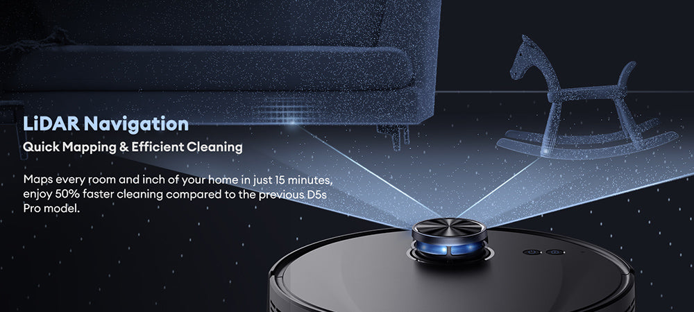 Robot aspirador Ultenic T10 Lite con navegación LiDAR, succión de 4500 Pa, autovaciado, limpieza matricial, hasta 180 minutos de autonomía, depósito de polvo de 2 L, control por aplicación/Alexa/Siri/IFTTT, para todo tipo de suelos y pelo de mascotas.