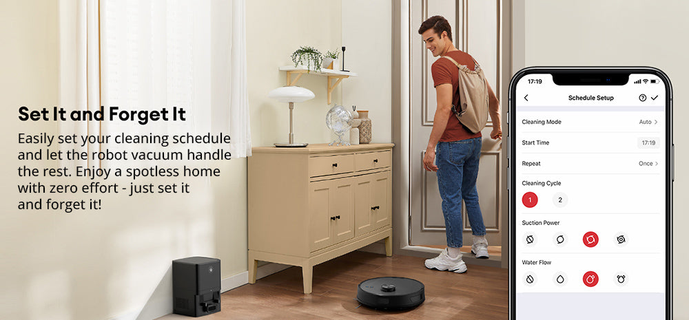 Robot aspirador Ultenic T10 Lite con navegación LiDAR, succión de 4500 Pa, autovaciado, limpieza matricial, hasta 180 minutos de autonomía, depósito de polvo de 2 L, control por aplicación/Alexa/Siri/IFTTT, para todo tipo de suelos y pelo de mascotas.