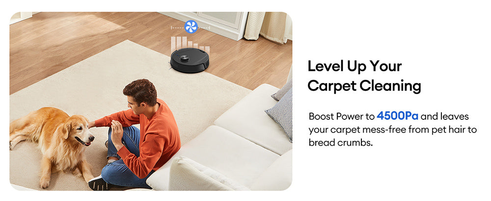 Robot aspirador Ultenic T10 Lite con navegación LiDAR, succión de 4500 Pa, autovaciado, limpieza matricial, hasta 180 minutos de autonomía, depósito de polvo de 2 L, control por aplicación/Alexa/Siri/IFTTT, para todo tipo de suelos y pelo de mascotas.
