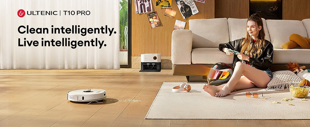 Robot aspirador Ultenic T10 Pro con estación de autovaciado, succión de 4000 Pa, mopa de doble rotación, bolsa de polvo de 3,3 L, navegación LiDAR, potenciador de alfombras, batería de 5200 mAh, tiempo de funcionamiento máximo de 200 minutos, control por aplicación/voz.