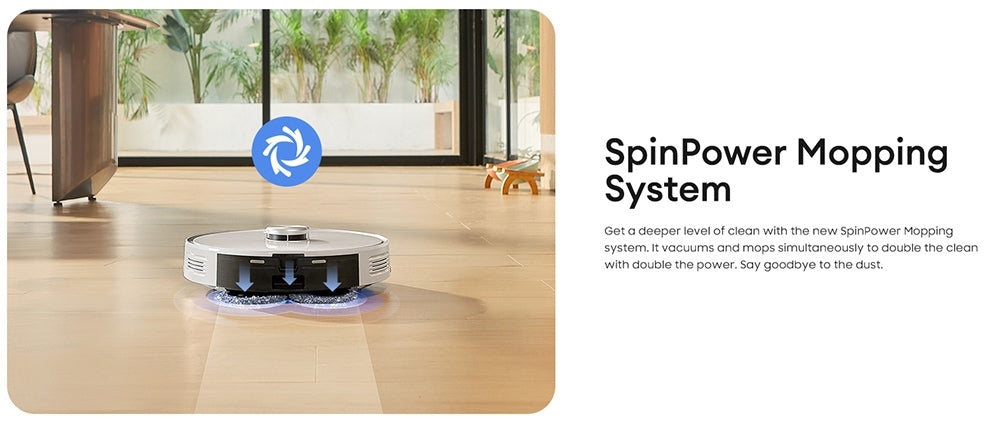 Robot aspirador Ultenic T10 Pro con estación de autovaciado, succión de 4000 Pa, mopa de doble rotación, bolsa de polvo de 3,3 L, navegación LiDAR, potenciador de alfombras, batería de 5200 mAh, tiempo de funcionamiento máximo de 200 minutos, control por aplicación/voz.
