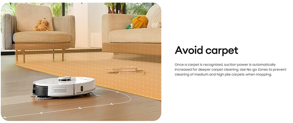 Robot aspirador Ultenic T10 Pro con estación de autovaciado, succión de 4000 Pa, mopa de doble rotación, bolsa de polvo de 3,3 L, navegación LiDAR, potenciador de alfombras, batería de 5200 mAh, tiempo de funcionamiento máximo de 200 minutos, control por aplicación/voz.