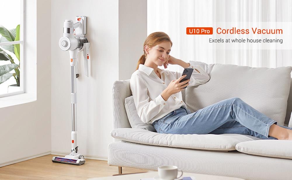 Aspiradora sin cable Ultenic U10 Pro, 400 W, succión máxima de 27 KPa, filtración de 5 capas, motor de 115 000 rpm, 35 minutos de autonomía.