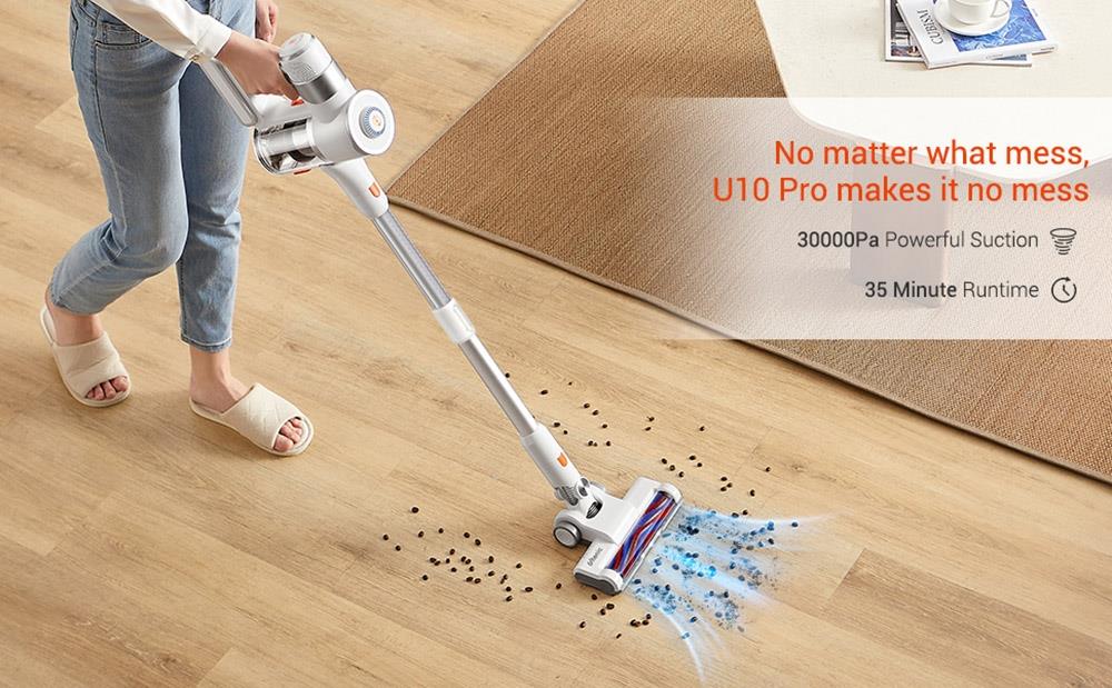 Aspiradora sin cable Ultenic U10 Pro, 400 W, succión máxima de 27 KPa, filtración de 5 capas, motor de 115 000 rpm, 35 minutos de autonomía.