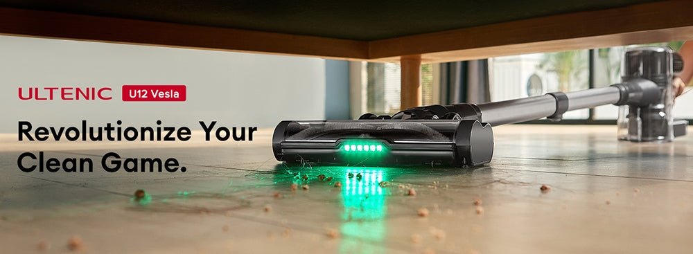 Aspiradora sin cable Ultenic U12 Vesla, succión de 30 KPa, motor de 450 W, depósito de polvo de 1 L, hasta 45 minutos de autonomía, batería extraíble, faros LED.