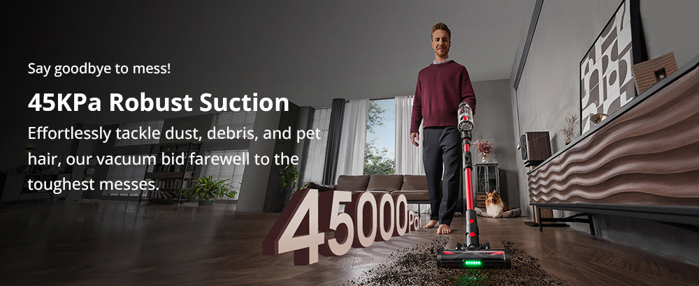 Aspiradora sin cable Ultenic U16 Flex, succión de 45000 Pa, autonomía de 60 minutos, tubo flexible de 180°, cepillo antienredos, luz verde, pantalla LED, carga con soporte de pared.