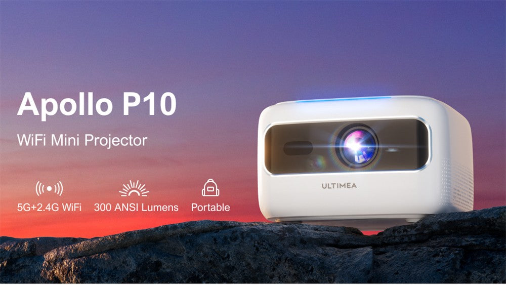 Proyector Portátil ULTIMEA Apollo P10, 300 ANSI, Decodificación 1080P, Nativo 720P, WiFi 2.4GHz/5GHz