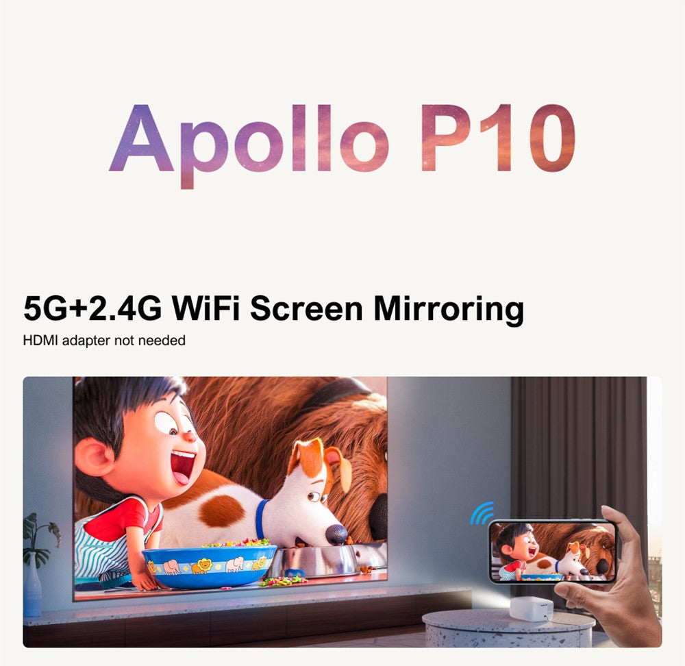 Proyector Portátil ULTIMEA Apollo P10, 300 ANSI, Decodificación 1080P, Nativo 720P, WiFi 2.4GHz/5GHz