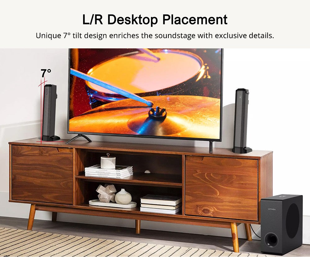 Barra de sonido desmontable Ultimea Apollo S50 4.1 canales con subwoofer, Bluetooth 5.3, nivel de graves ajustable, 3 modos de ecualización.