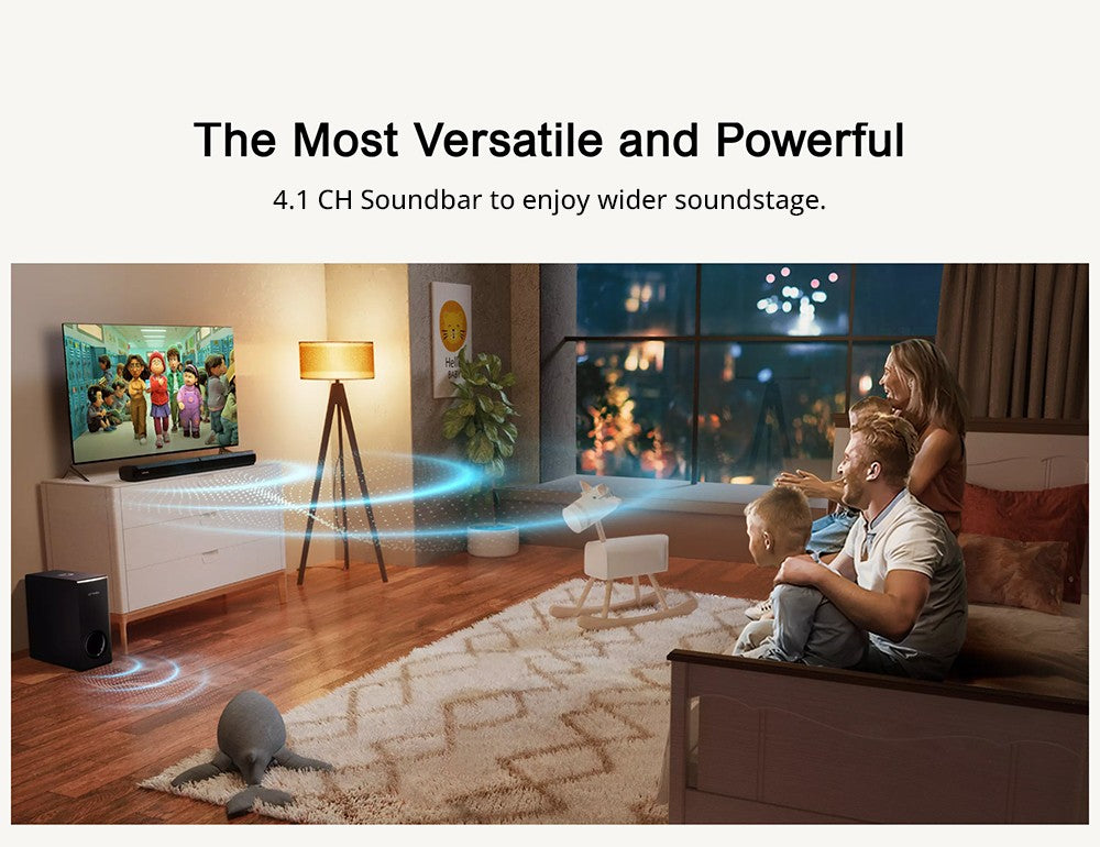 Barra de sonido desmontable Ultimea Apollo S50 4.1 canales con subwoofer, Bluetooth 5.3, nivel de graves ajustable, 3 modos de ecualización.