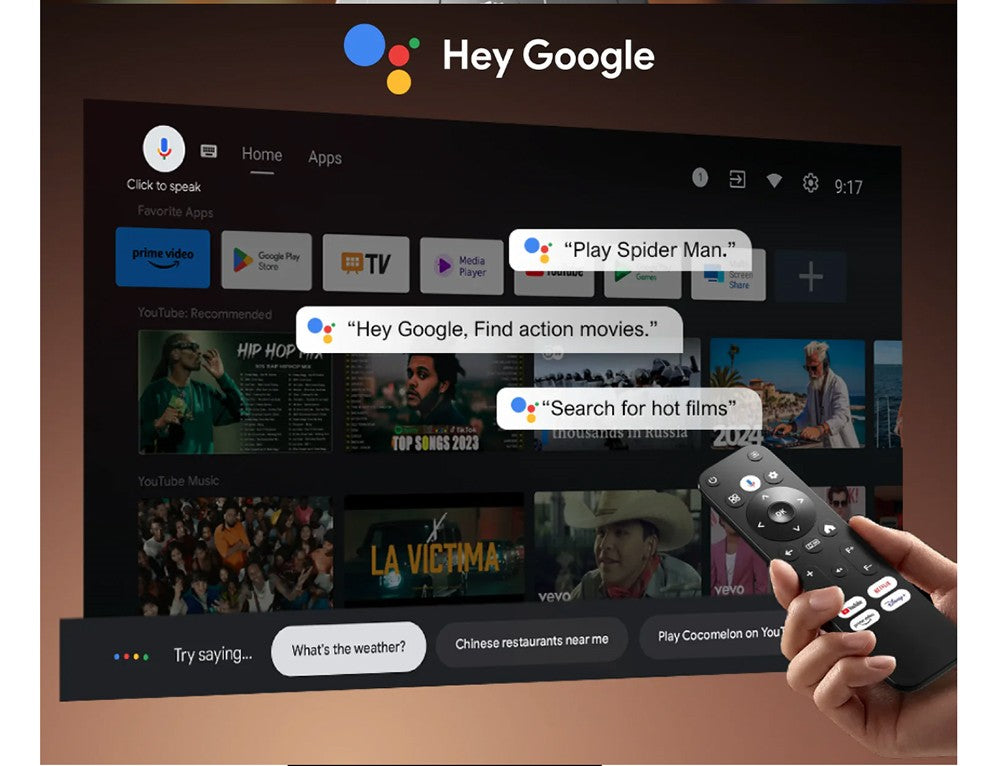 Proyector ULTIMEA Nova C40 con soporte de cardán, 600 ANSI, decodificación 4K, 1080P nativo, Bluetooth 5.3, Android TV 11.0, Dolby Audio, enfoque automático y corrección trapezoidal.
