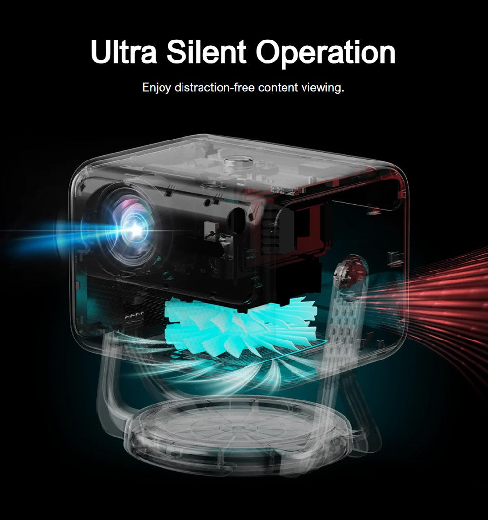 Proyector ULTIMEA Nova C40 con soporte de cardán, 600 ANSI, decodificación 4K, 1080P nativo, Bluetooth 5.3, Android TV 11.0, Dolby Audio, enfoque automático y corrección trapezoidal.