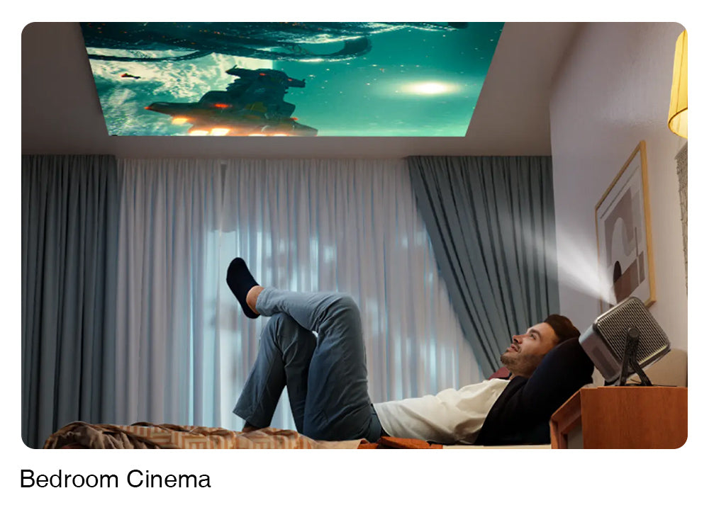 Proyector ULTIMEA Nova C40 con soporte de cardán, 600 ANSI, decodificación 4K, 1080P nativo, Bluetooth 5.3, Android TV 11.0, Dolby Audio, enfoque automático y corrección trapezoidal.