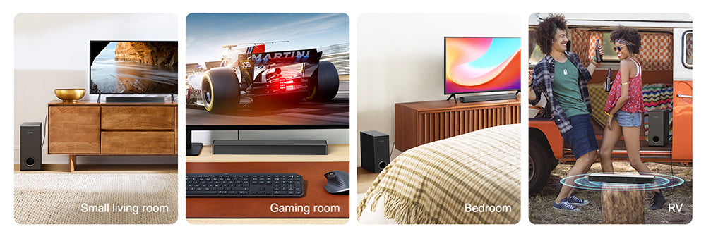 Barra de sonido ULTIMEA Nova S40 con subwoofer con cable, 2.1 canales, mando a distancia, modo película/música/juego, conexión ARC/óptica/AUX/USB/Bluetooth 5.3, para TV, PC y videojuegos.